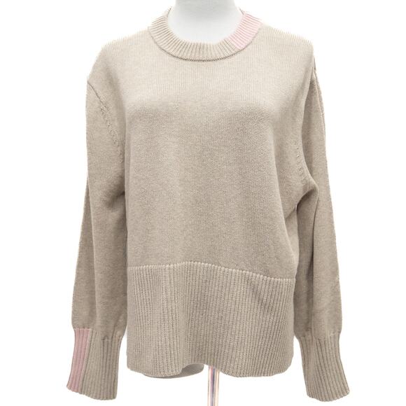Revolve One Grey Day Oatmeal Cashmere Blend Oversized Sweater Size Large - Picture 1 of 11